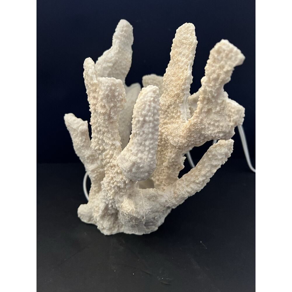 Small Coral Table Accent Lamp Coastal Ocean Beach Organic Realistic Resin 7.5”H - Picture 5 of 12